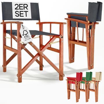 Regisseursstoel antraciet set van 2 eucalyptushout FSC®-g.., Tuin en Terras, Tuinstoelen, Verzenden, Nieuw