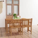 vidaXL 5-delige tuinset 150x90 cm massief teakhout, Verzenden, Nieuw, Hout, Tuinset
