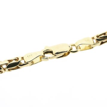 Gouden koningsschakel ketting met staafjes | 56 cm, Sieraden, Tassen en Uiterlijk, Kettingen, Ophalen of Verzenden, Gebruikt, Goud