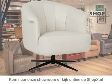 Leren draaifauteuil Embrace - Toledo Bianco (gebroken wit), Eigentijds, Klassiek, Modern, Romantisch, Nieuw, Ophalen of Verzenden