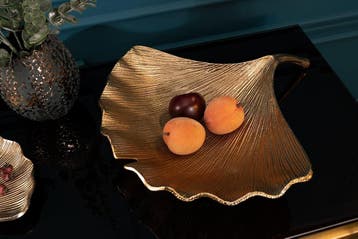 Decoratieve kom GINKGO 42cm goud handgemaakt metaal - 41775, Huis en Inrichting, Woonaccessoires | Overige, Ophalen of Verzenden