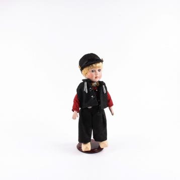 Pop in klederdracht man Volendam Zwart/Rood 26 cm, Ophalen of Verzenden, Nieuw