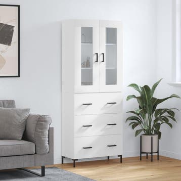 vidaXL buffetkast 69,5x34x180 cm bewerkt hout wit, Minder dan 50 cm, Verzenden, Nieuw, Minder dan 100 cm
