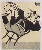 Mussert valt van zn stoel op spotprent (lijst optie), Verzenden