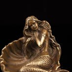 unknown - Beeld, Copper seashell mermaid figurine - 11 cm -