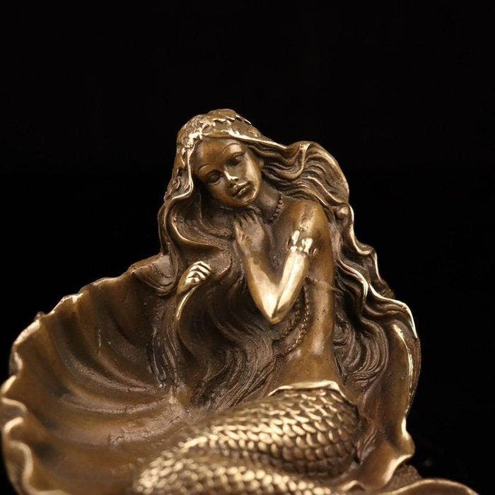 unknown - Beeld, Copper seashell mermaid figurine - 11 cm -, Antiek en Kunst, Kunst | Designobjecten
