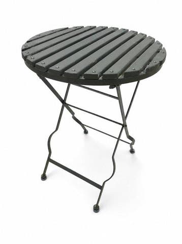 Snijwerk, zware ronde tuintafel - 75 cm - hout en metaal -