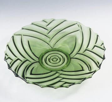 Pavillons - Schaal - Appelgroen persglas in Art Deco stijl •, Antiek en Kunst