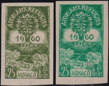 Monaco 1960 - 25 c. olijfgroen + 25 c. groen twee, Gestempeld