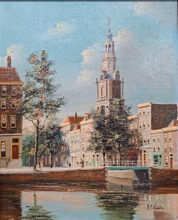 GJ Dispo ( 1922-1973) - Amsterdamse gracht met de, Antiek en Kunst