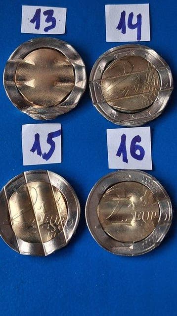 Europa. 2 Euro Various Years (4 coins with cancellation