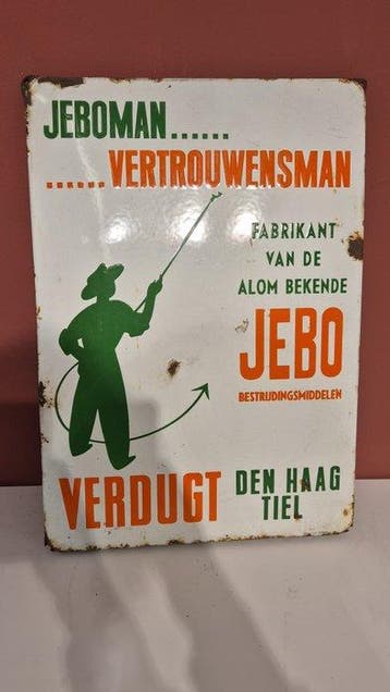 JEBO - VERTROUWENSMAN JEBO - Reclamebord - Emaille, Antiek en Kunst