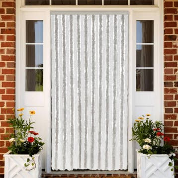 vidaXL Vliegengordijn 90x220 cm chenille lichtgrijs en wit, Verzenden, Nieuw, Grijs