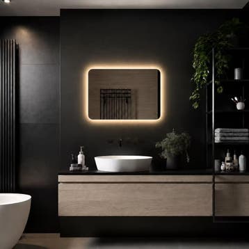 Badkamerspiegel Megon Karvo 100x60 - Zwarte Lijst, Huis en Inrichting, Woonaccessoires | Spiegels, Ophalen of Verzenden, Nieuw