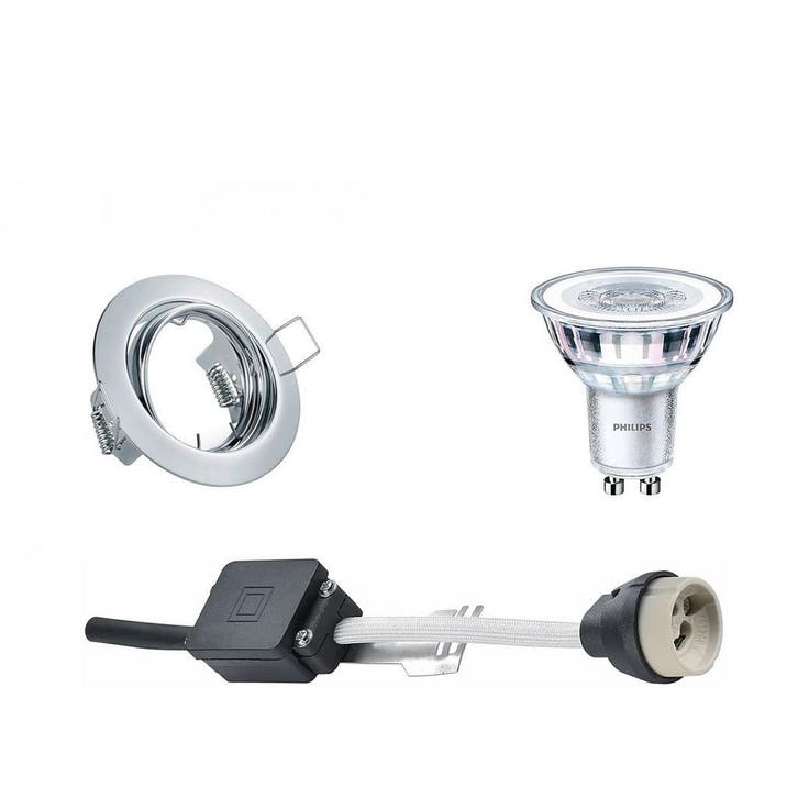 GU10 Inbouwspot Set - Glans Chroom - Inbouw Rond -, Huis en Inrichting, Lampen | Spots, Plafondspot of Wandspot, Nieuw, Led, Metaal of Aluminium