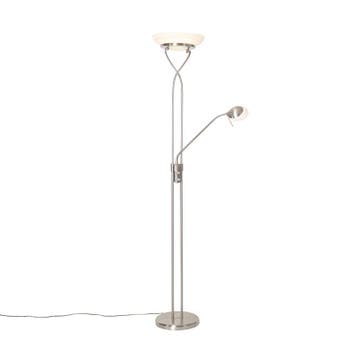 Vloerlamp staal incl. LED en dimmer met leeslamp - Empoli, Verzenden, Nieuw, Modern