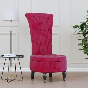 vidaXL Stoel hoge rugleuning met knopen fluweel wijnrood, Verzenden, Nieuw