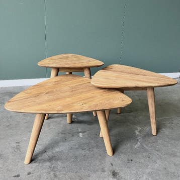 Driehoek retro salontafel -  Set van 3Salontafels, Huis en Inrichting, Tafels | Salontafels, Ophalen of Verzenden, Nieuw