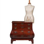 Kleine  Haagse commode in mahonie  3-zijdig gebogen met 4 la, Ophalen of Verzenden