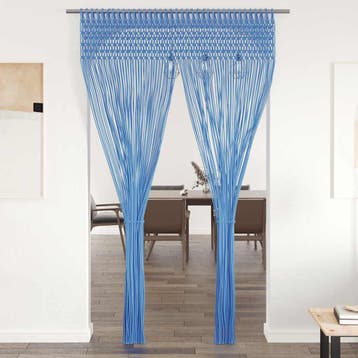 vidaXL Gordijn macramé 140x240 cm katoen blauw, Verzenden, Nieuw, Blauw