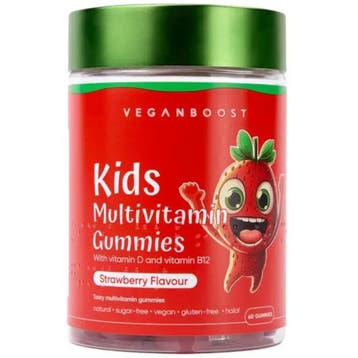 Veganboost  Kids Multivitamine Gummies Aardbei  60 stuks, Verzenden, Nieuw