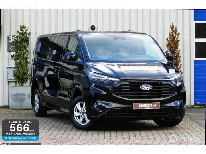 Zakelijke lease - Ford Transit Custom L2 Automaat 2, Auto's, Bestelauto's, Automaat, Financial lease, Zwart, Ford, Stof, ABS, Achteruitrijcamera