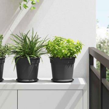 vidaXL Ronde Bloempot 6 st Zwart Ø 19 x 16,5 cm Kunststof, Verzenden, Nieuw, Kunststof, Minder dan 60 cm