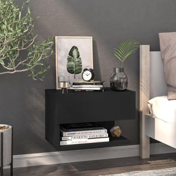vidaXL Nachtkastje wandgemonteerd zwart, Huis en Inrichting, Minder dan 45 cm, Verzenden, Nieuw, Minder dan 55 cm