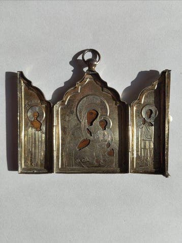 Reis-icoon - Gerbovets-icoon van de Moeder Gods - .875 (84, Antiek en Kunst