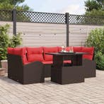 vidaXL Tuin Sofa Set met kussen 7 pcs Bruin poly rattan, Verzenden, Nieuw, Rotan, 7 zitplaatsen