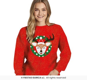 Kerst Trui Glitter Rood, Verzenden, Nieuw, Feestartikel