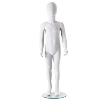 Faceless etalagepop kind mat wit 5-6 jaar mt 110/116