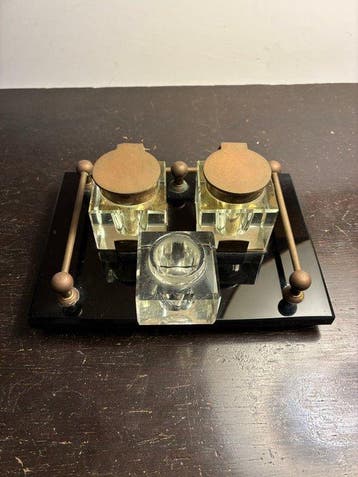 Zonder minimumprijs - Bureauset - Glas, Messing, Verzamelen, Nieuw