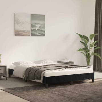vidaXL Bedframe zonder matras 140x190 cm fluweel zwart, Verzenden, Zwart, Stof, Nieuw