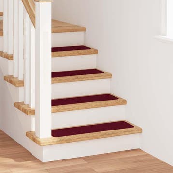 vidaXL Antislip Trapmatten 15 st 75 x 20 cm Bordeauxrood PP, Verzenden, Nieuw