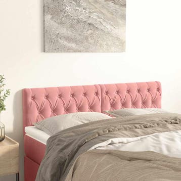 vidaXL Hoofdborden 144x7x78/88 cm fluweel roze, Verzenden, Nieuw, Stof