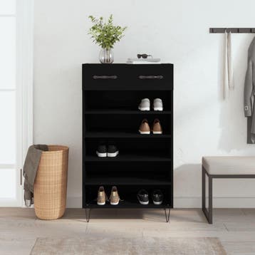 vidaXL Schoenenkast 60x35x105 cm bewerkt hout zwart, Verzenden, Nieuw
