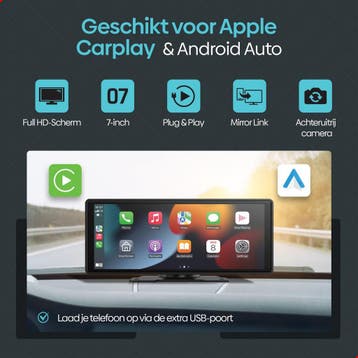 Carplay Scherm - Android & Apple - Achteruitrijcamera - Navi, Verzenden, Zo goed als nieuw