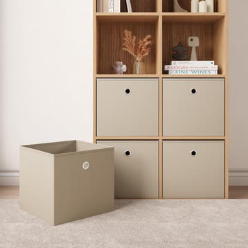 Opbergmanden 28x30x30 cm opvouwbaar set van 10 beige, Verzenden, Nieuw in verpakking