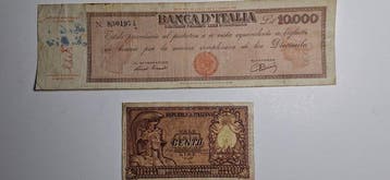 Italië. - 10.000 Lire 12/07/1947 Testina + 100 Lire 1951