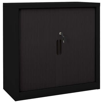 vidaXL Roldeurkast 90x40x90 cm staal zwart, Huis en Inrichting, Verzenden, Nieuw