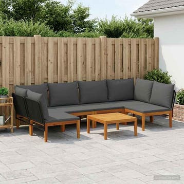 vidaXL 7 st Massief acaciahout & touw Naturel, Verzenden, Nieuw, 7 zitplaatsen