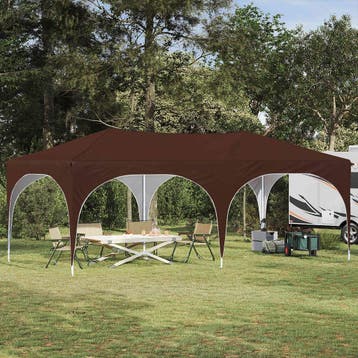vidaXL Pop-up partytent 574 x 289 x 245 cm Bruin Oxford Stof, Verzenden, Nieuw, Partytent