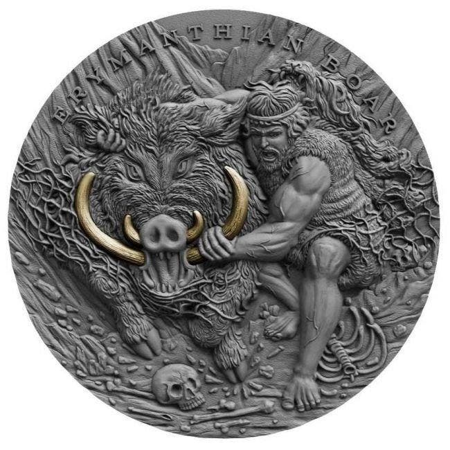 Niue. 5 Dollars 2020 2oz $5 NZD Niue Silver Twelve Labours, Postzegels en Munten, Edelmetalen en Baren