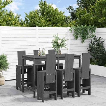 vidaXL 7-delige Tuinbarset massief grenenhout grijs, Verzenden, Nieuw, 7 zitplaatsen