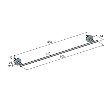 Handdoekstang Hotbath Archie 64 CM Geborsteld Messing PVD, Huis en Inrichting, Badkamer | Badtextiel en Accessoires, Ophalen of Verzenden