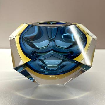 Attributed Murano - Kom - Glas - Blauw & Amber Sommerso
