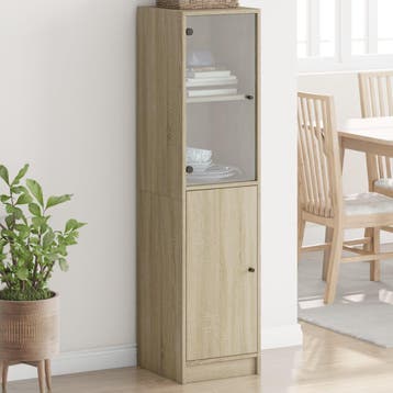 vidaXL buffetkast met glazen deur 35x37x142 cm sonoma, Minder dan 50 cm, Verzenden, Nieuw, Minder dan 100 cm