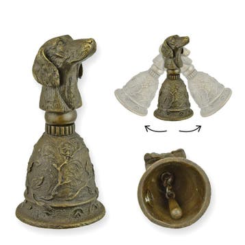 A BRONZE TABLE BELL WITH HOUNDS HEAD GRIP (Interieur), Verzenden, Nieuw