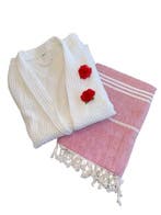 Wellness Pakket: Badjas Wafel & Hamamdoek 90x165cm Rood, Verzenden, Nieuw, Overige kleuren, Overige typen